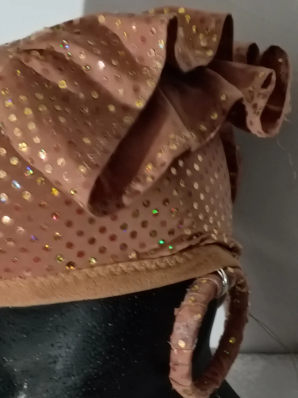 Women’s Fashion Headscarf with Gold Dots - Pink Brown
